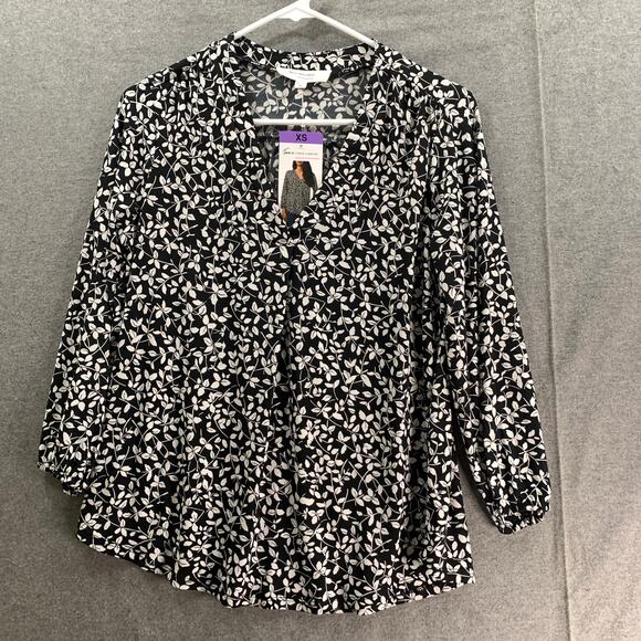 Vince Camuto V neck Top Women Extra Small Floral Shirt Ladies - Picture 1 of 6